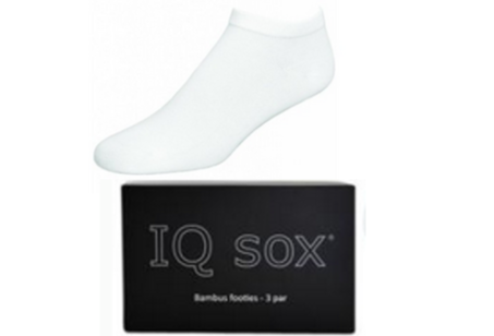 IQSox Bambus Footies (Soklet) Hvid, 3-pak - Antislip i hæl.
