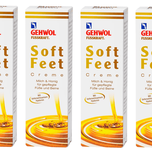 Gehwol Soft Feet Creme 500 ml i 4x125 Ml Med Honning og Mælk. For Blød og Glat Hud.