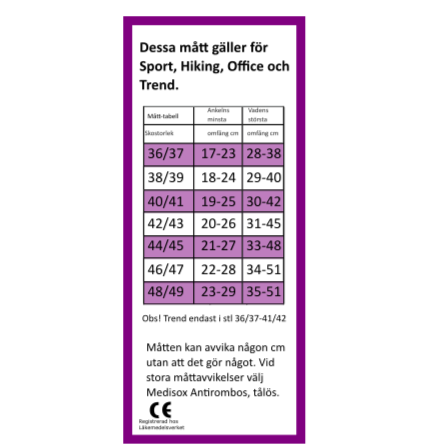 Medisox_Støttestrømper_Hiking_Merinould_Størrelsesguide