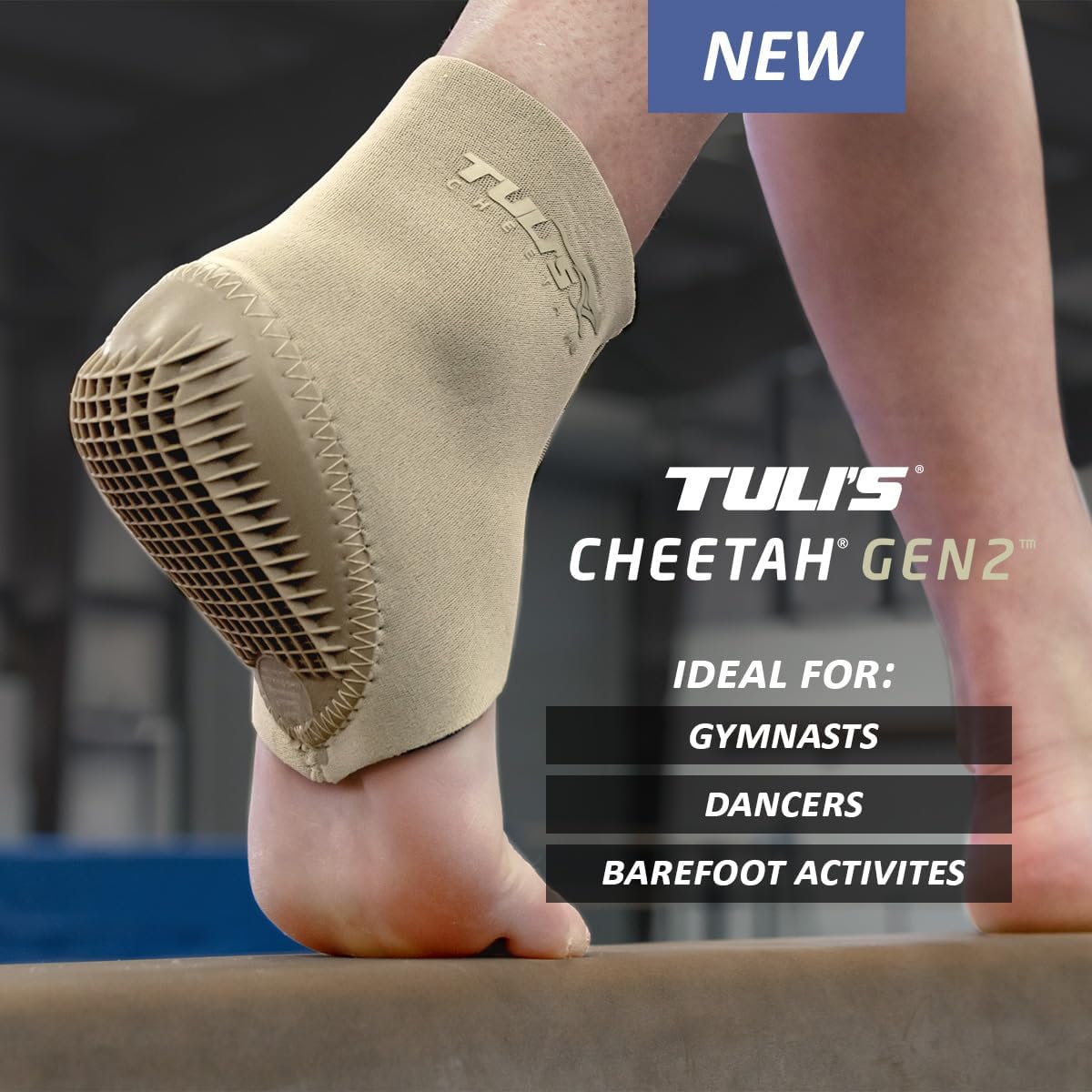 Tuli's cheetah hælcup 2. generation med kompression - perfekt til gymnaster, dansere, barfods-aktiviteter