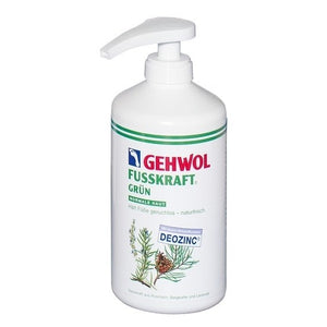 Gehwol Fusskraft Grøn - Få lugtfrie, friske fødder og normaliser sveddannelsen fra fødder - 500 ml med dispenser
