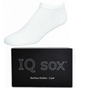 IQSox Bambus Footies (Soklet) Hvid, 3-pak - Antislip i hæl.