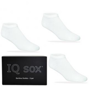 IQSox Bambus Footies (Soklet) Hvid, 3-pak - Antislip i hæl.