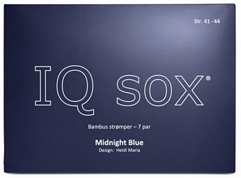 IQ Sox Gaveæske, 7 Par Strømper (Midnight blue). I forskellige blå nuancer, striber, prikker. i Pæn æske.