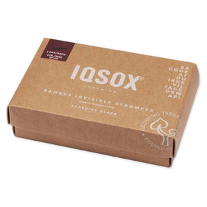 IQ Sox, "Usynlig" Footie, 3-pak, Bambus (Sort) pakket ind i flot beige æske.