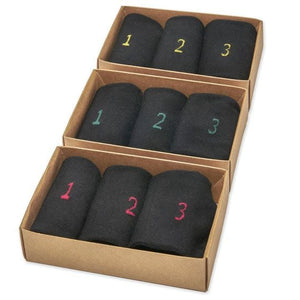 IQ Sox, "Usynlig" Footie, 3-pak, Bambus (Sort) pakket ind i flot beige æske.